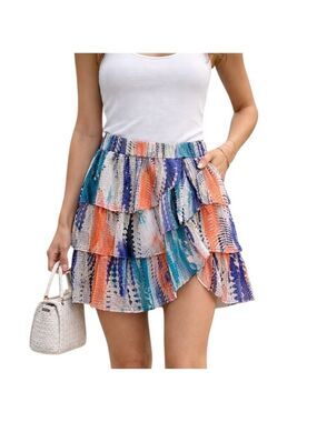 GUESS Multicolored Tiered Mini Skirt Size Small